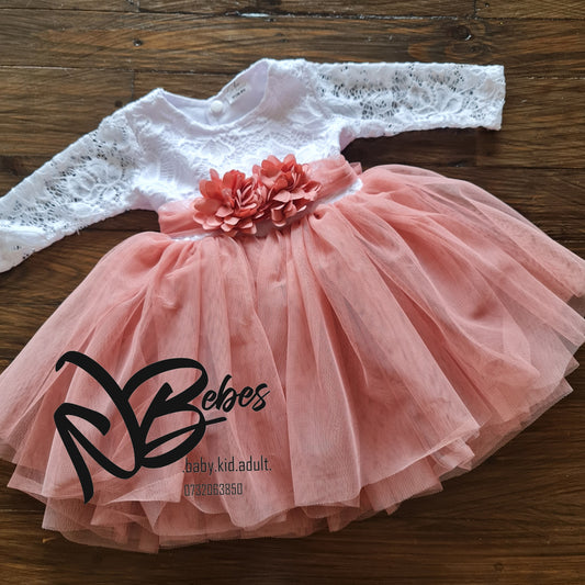 Blush pink lace dress